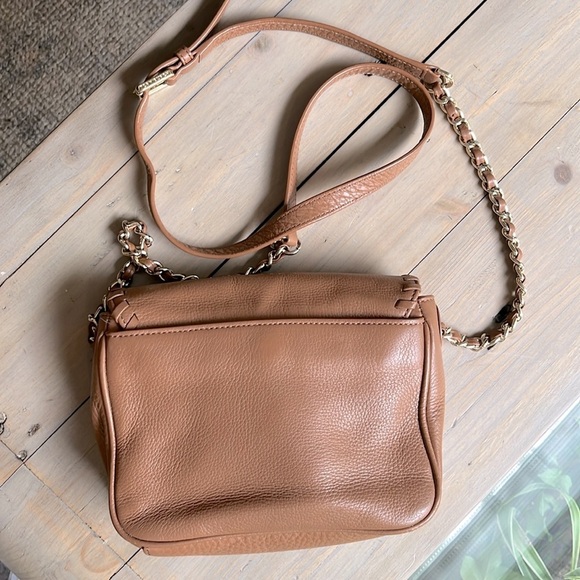 Tory Burch Mini Marion Crossbody Purse Camel Leather Authentic - Picture 10 of 12